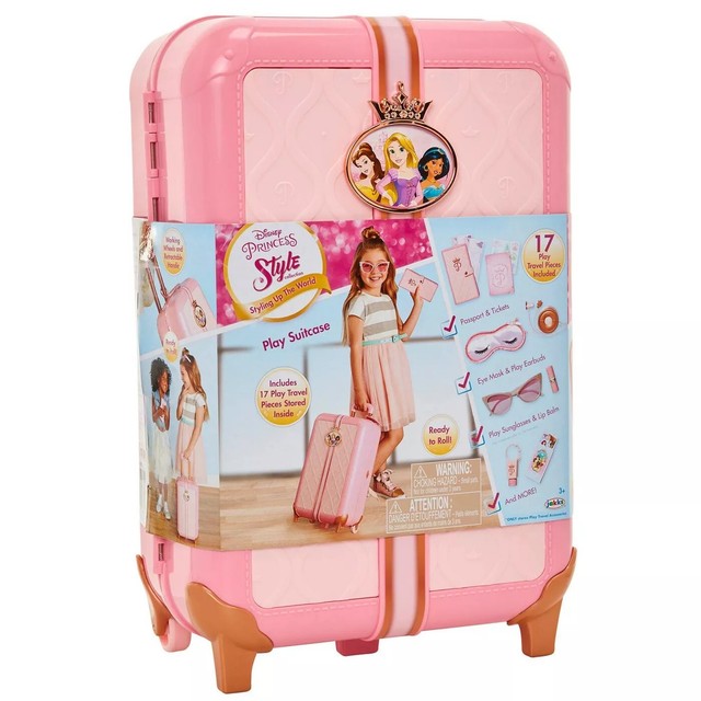 Disney Princess Travel Suitcase Play Set for Girls with Luggage Tag