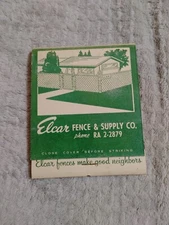 Vintage Antique Elcar Fence & Supply Co Advertising Feature Matchbook, Large