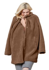 Ellos Women's Plus Size Teddy Faux Fur Coat