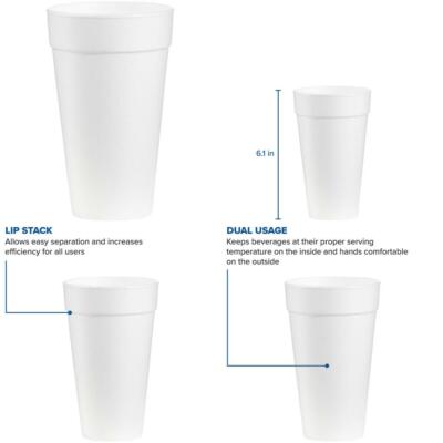 Dart 20J16 Foam Drink Cups, 20oz (Case of 500) 500 Cups | eBay