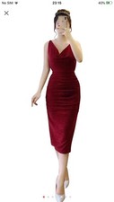 Women Luxury Red Sleeveless Party Cocktail Dress