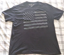 Ring Of Fire Mens Black Short Sleeve T-Shirt Textured Flag Ring Spun Cotton XXL