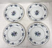 4 Noritake Japan Violette 3054 Bread Cake Plates 6.5” Nice Shape Purple Violets
