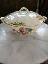Vintage Grindley England Cream Petal Rose Pattern Covered Bowl