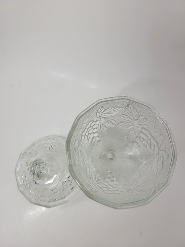 Vintage Jeanette Candy Dish Universal Pedestal Bowl Grape and Leaf Pattern - Picture 7 of 10