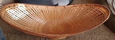 VTG Woven Oval Wicker/Rattan Cottage Basket 21 3/4" X 9" Flowers Bread Gathering