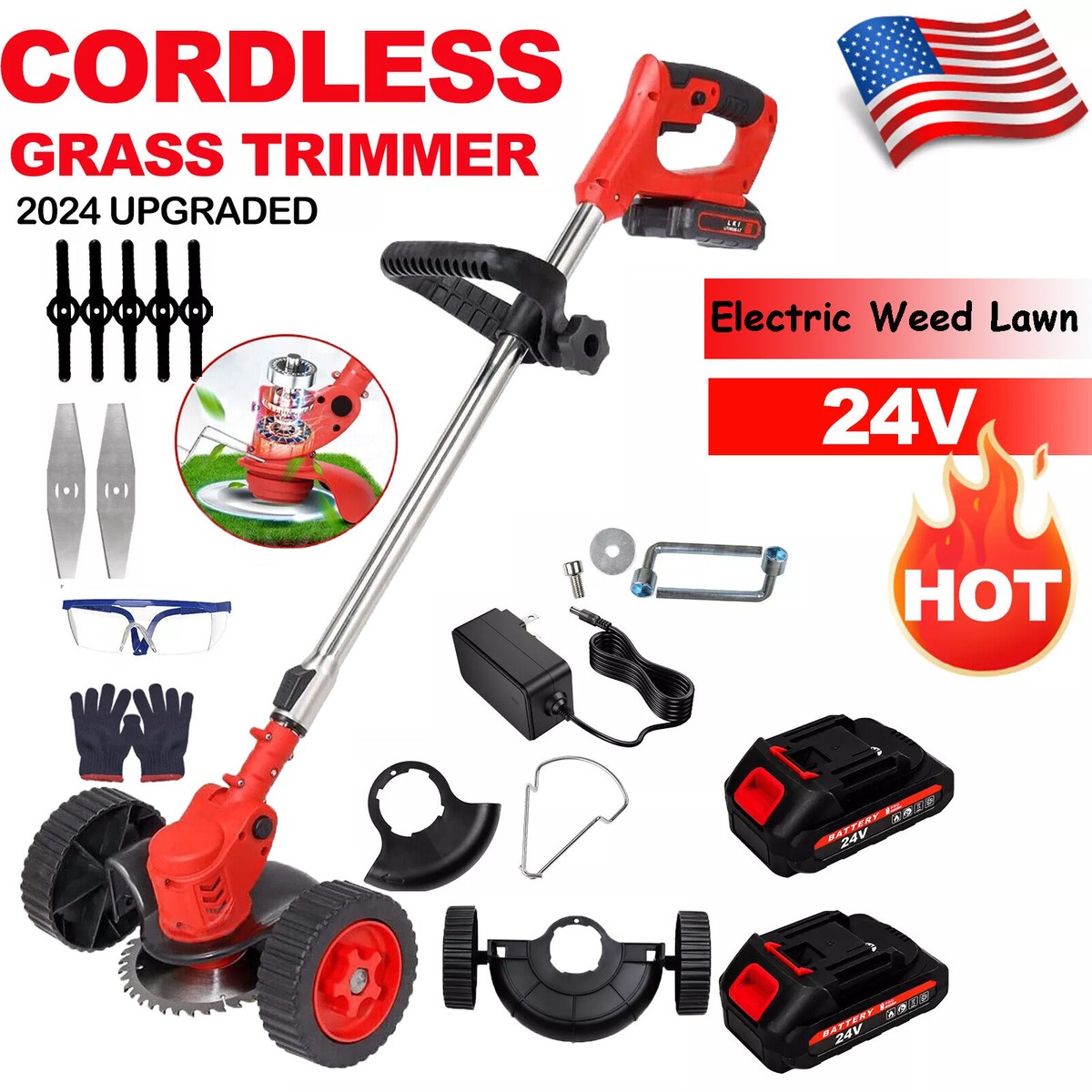 Cordless Electric Grass String Trimmer Lawn Edger WeedWacker