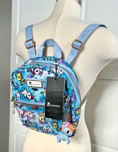 Tokidoki Light Blue Watercolor Paradise Mini Backpack- NWT - With Charm - Picture 7 of 15