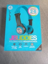 JLab JBuddies Folding On Ear Wired KIDS Headphones Portable Volume Limiting Blue