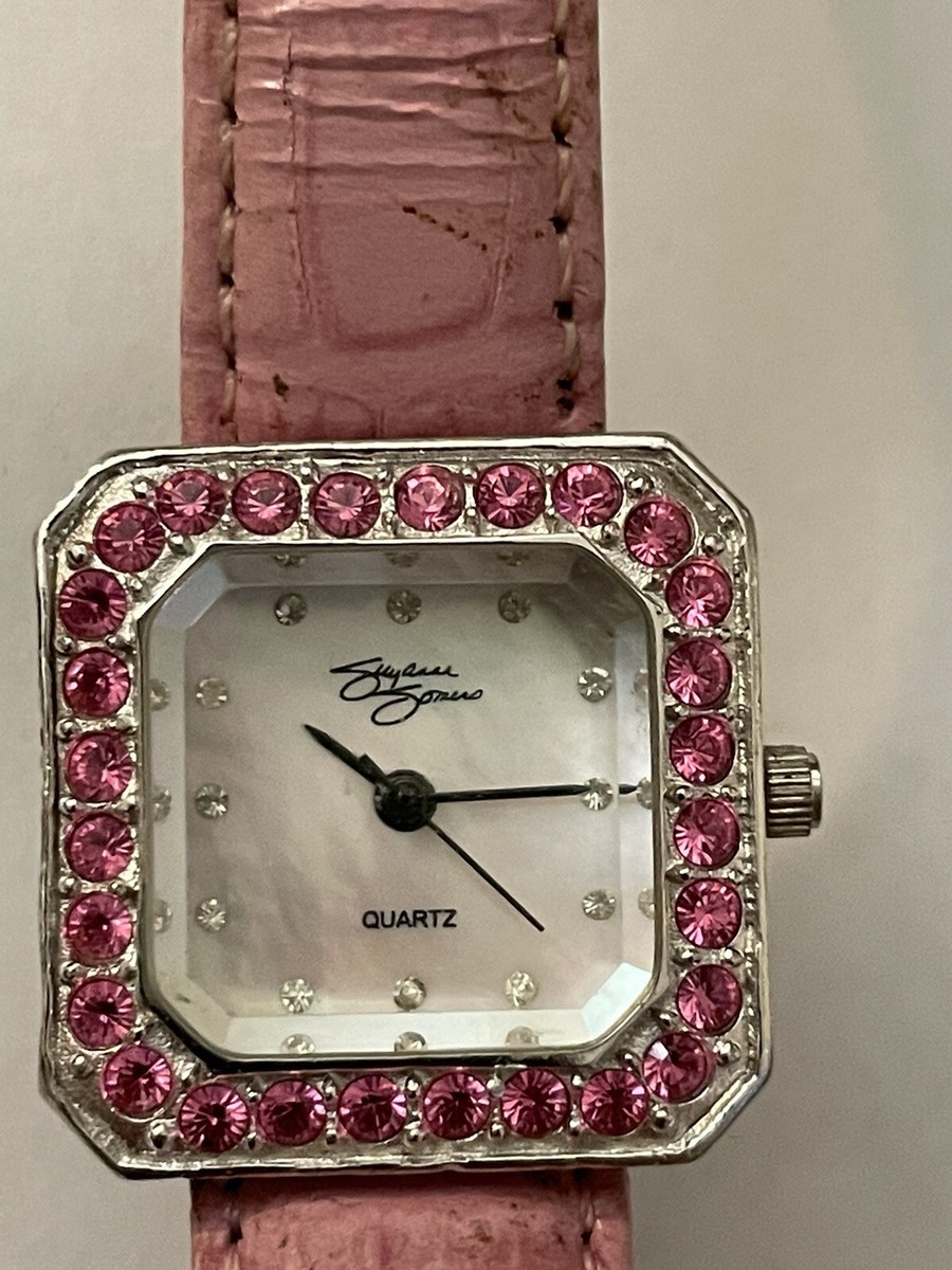 Rare Vintage Suzanne Somers Crystal Covered Watch W/Pink  display picture 2