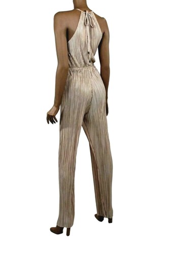 Fate Damen Plissee Neckholder Overall Champagner Größe Small FT#15 - Bild 6 von 6
