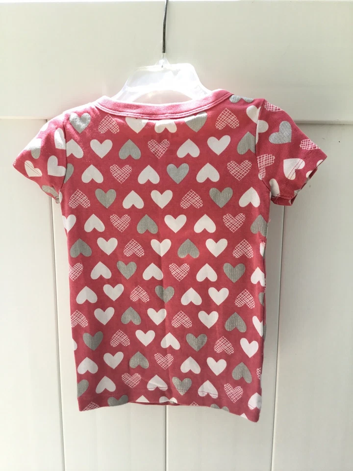 Conjunto de pijama Gymboree Allover Hearts para niñas talla 4 rosa profundo, plateado, blanco Foto 4 de 4