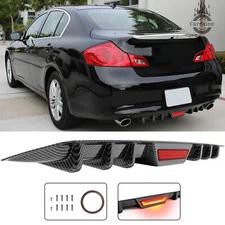 For Infiniti Q40 Q50 Q60 Q70 Carbon Fiber Rear Bumper Diffuser LED Brake Light
