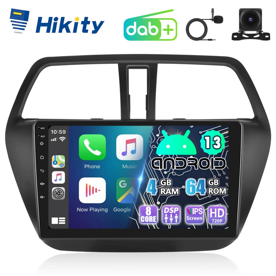 HIKITY Radio DAB+ 8-Core 4+64GB Carplay Android13 per Suzuki SX4 S-Cross 2012-2016 Navigatore