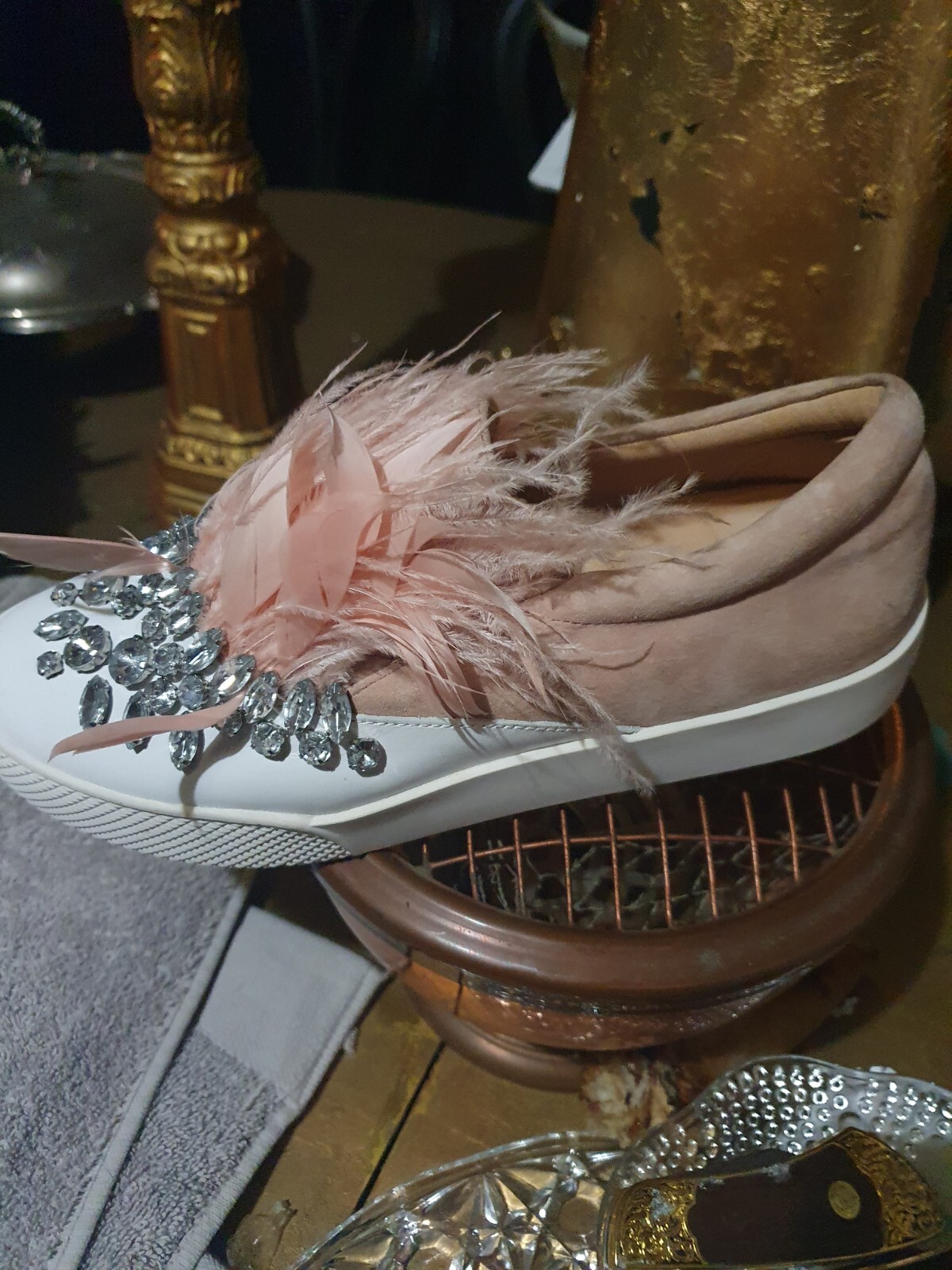 Ugg.. new ladies crystal oval and round encrusted..feathered Sneakers image 4