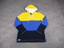 Vintage Ralph Lauren Hoodie Womens Large Navy Yellow Sweater Color Block LRL Y2K