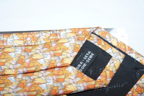 New Salvatore Ferragamo Men's Horses Tie Orange Silk Neckwear - Picture 11 of 12