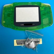 Game Boy Advance Shell Clear Green Replacement with Rubber Used