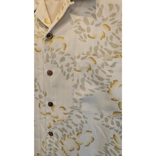 Tommy Bahama 100% Seide Hawaiin Blumen Knopfleiste neutral creme Gr. Large Komfort - Bild 4 von 6