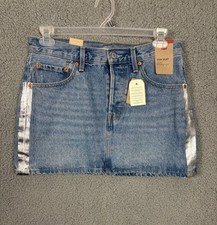 Levi's Women's Mid Rise Shine Theo Icon Cotton Denim Skirt Size 30 Blue NWT's