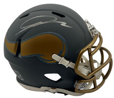 Jordan Addison Signed Minnesota Vikings Slate Mini Helmet JSA