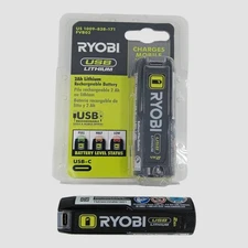 Ryobi 3 Port Battery Charge Bundle with Ryobi 2 USB Lithium 4V Batt & Tool Bag