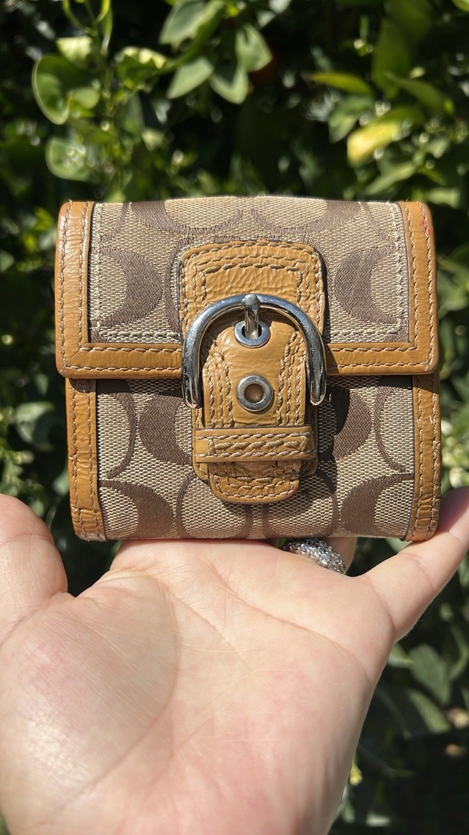 Coach Bi-fold Signature Logo Wallet Leather Trim Accents  display picture 1