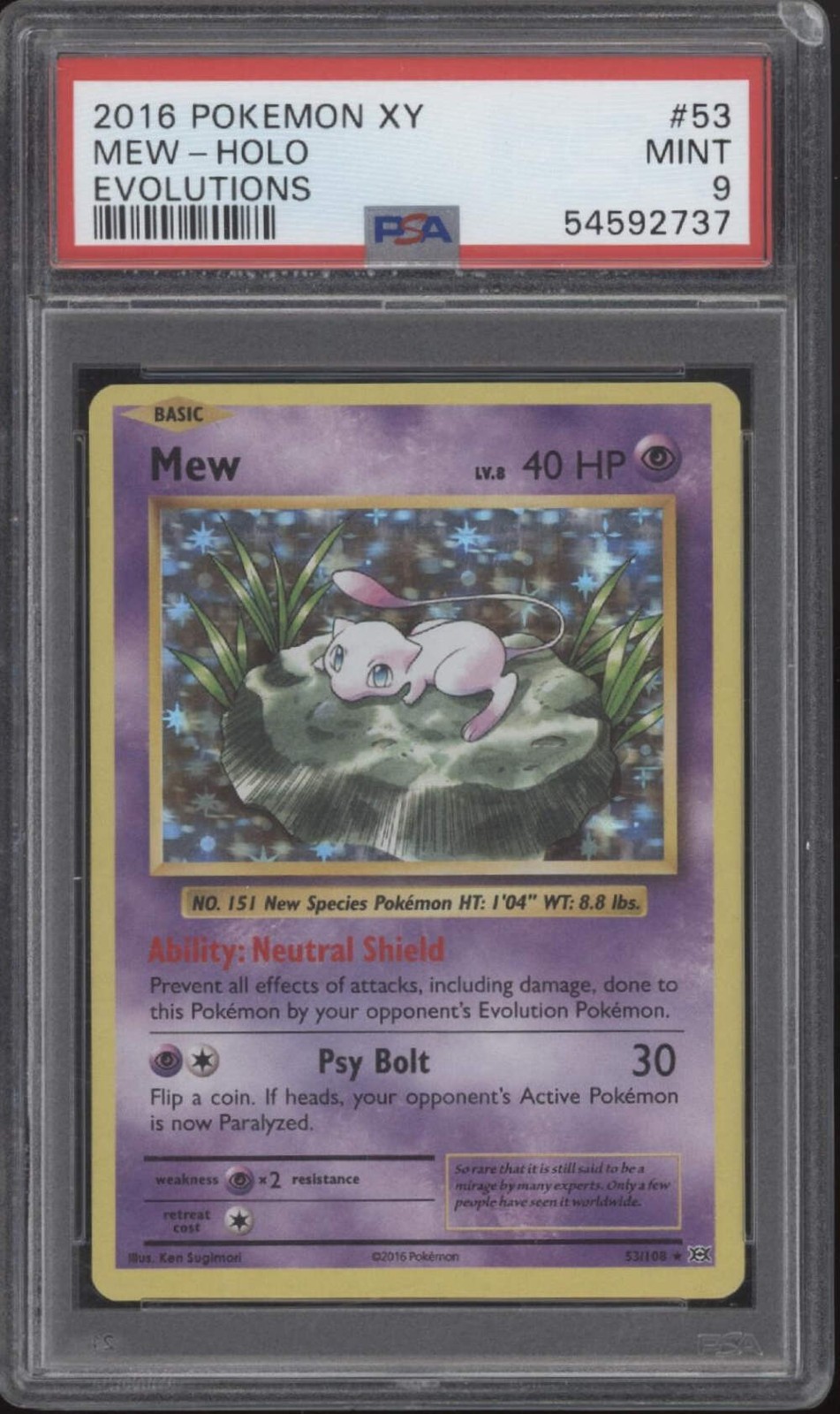 Mew Pokemon XY Evolutions Holo #53 PSA 9