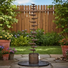 Metal Tiered Water Fountain Indoor Outdoor Garden Patio Home Decor 70 Inches