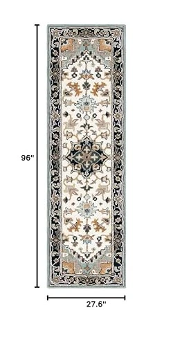  Heritage Collection Runner Rug - 2'3" x 8', Grey & Green, Handmade  - Image 3 of 4