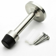 Door Stop Heavy Duty Projection Floor Skirting Rubber Stopper Chrome Satin Stops