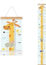 Kids Growth Chart, Wood Frame Fabric Canvas Height 7.9 x 79in, Giraffe 