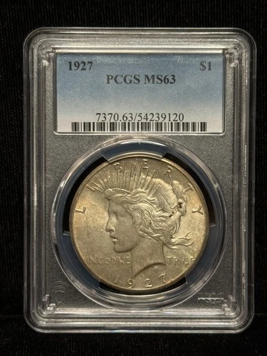 PCGS MS 63 1927 Peace One Dollar S$1 Silver Coin-120