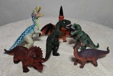 Lot of 5 Large Scale Rubber Toy Dinosaurs Action Figures Pteradactyl Stegosaurus