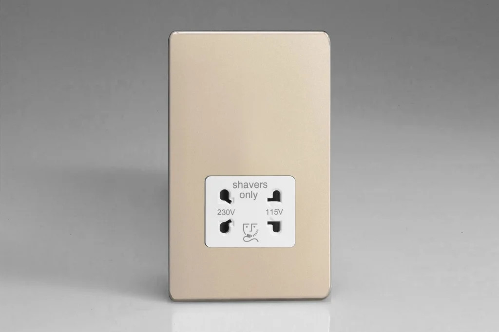 Shaver Socket Satin Screwless + White Insert Varilight XDNSSWS