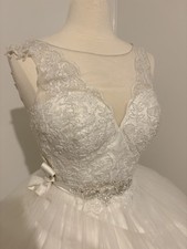 Lace Illumination Ball Gown Wedding Dress Tulle Skirt Crystal Belt