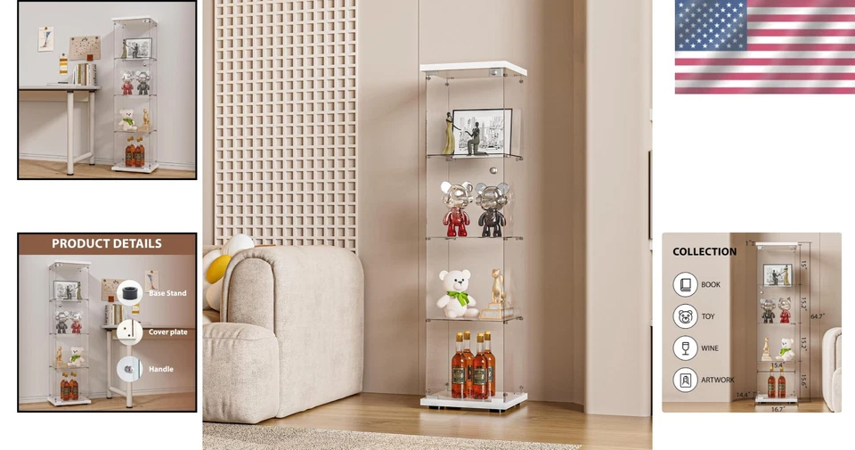 Moderno armario de cristal con cerradura, estilo de instalación rápida - blanco Foto 2 de 4