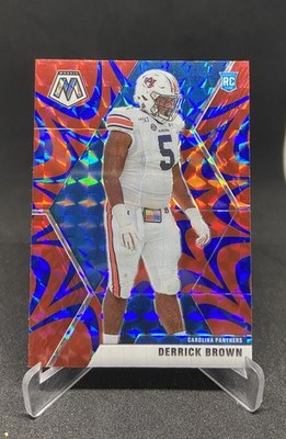 2020 Panini Mosaic NFL Derrick Brown Rookie Blue Reactive Prizm #244 Panthers