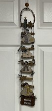 Vintage Long Primitive Snowman Welcome Winter Wood SIGN Wall Plaque Farmhouse