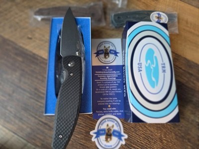 TRM Atom 20CV Carbon Fiber + Burlap & Green G10 Scales / FREE SHIPPING!