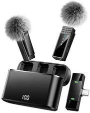 Wireless Lavalier Microphone for iPhone 15/16/17/Android, Lapel Mic with All-...