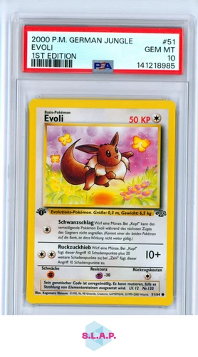EEVEE 1ST EDITION POKEMON GERMAN JUNGLE 2000 51 PSA 10