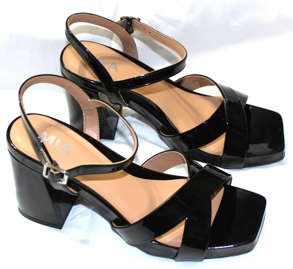 Nuevos tacones para mujer Mia Anabelle charol negro bloque - talla 8,5 Foto 2 de 4