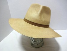 VINTAGE BORSALINO ITALY SUPER FINE BURI PALM FIBER STRAW PANAMA HAT M EXCELLENT