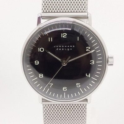Junghans Max Bill handwind時計 27/3702.02 Junghans Max Bill Hand-Winding 027/3702.00M Black Dial 34mm SS