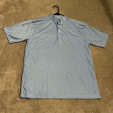 Collars Co Dress Collar Polo Shirt Mens XL Blue Gingham Short Sleeve Casual