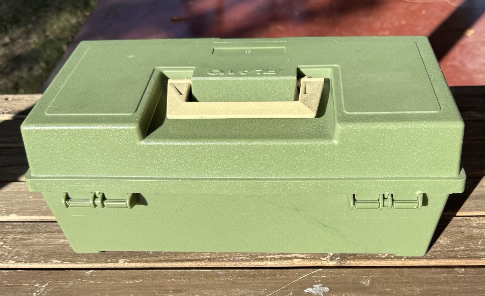 Vintage Plano Green Tackle Box Antique Tool Sewing Storage Fishing Collectible