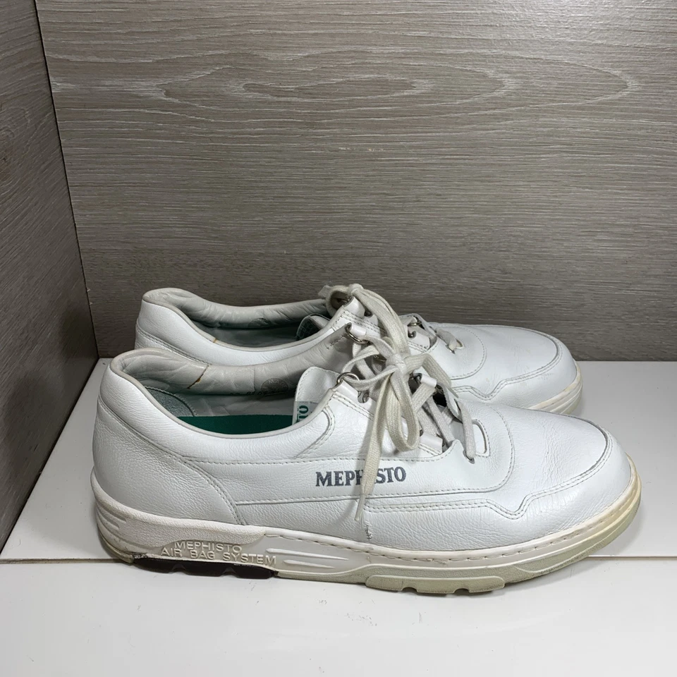 Mephisto RunOff Sistema de Bolsa de Aire Tenis para Hombres Talla 10 Cuero Blanco Con Cordones Informales Foto 4 de 4