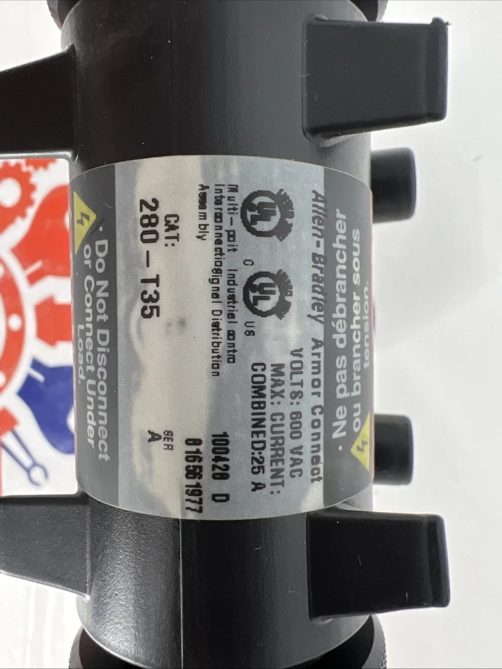 Allen Bradley 280-T35 Ser. A, Power Tee M35, 1 Male, 2 Female, 4-Pin, 3-Ph, 25 A - Image 2 of 4