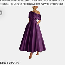 Camkaluo Satin One Shoulder Tea Length Bridesmaid/Wedding Guest Dress wPockets